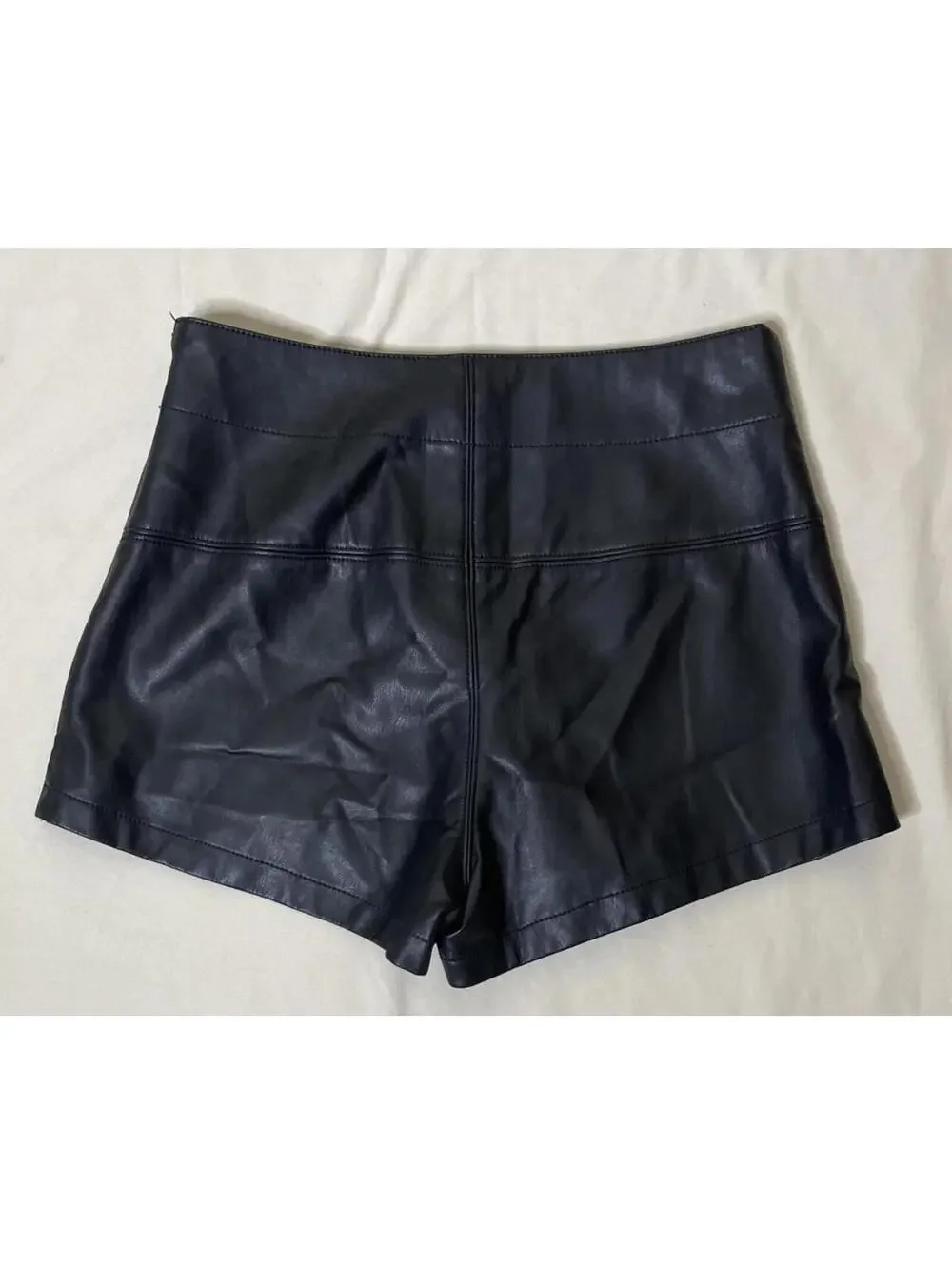 Free People Black Faux Leather Wrap Skort Shorts